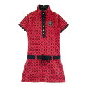 FILA GOLF フィラゴルフ 半袖ポロワンピース 総柄 レッド系 M 【中古】ゴルフウェア レディース