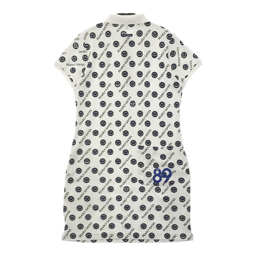 PEARLY GATES パーリーゲイツ ポロ半袖ワンピース ニコちゃん 総柄 ホワイト系 0 【中古】ゴルフウェア レディース