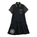 CUARTO UNITED クアルトユナイテッド 半袖ポロ ワンピース ブラック系 M 【中古】ゴルフウェア レディース