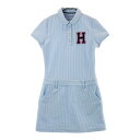 TOMMY HILFIGER GOLF トミー ヒルフィガーゴルフ 半袖ポロワンピース ストライプ柄 ブルー系 S 【中古】ゴルフウェア レディース