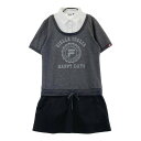FILA GOLF フィラゴルフ レイヤード風 半袖 ワンピース グレー系 L 【中古】ゴルフウェア レディース