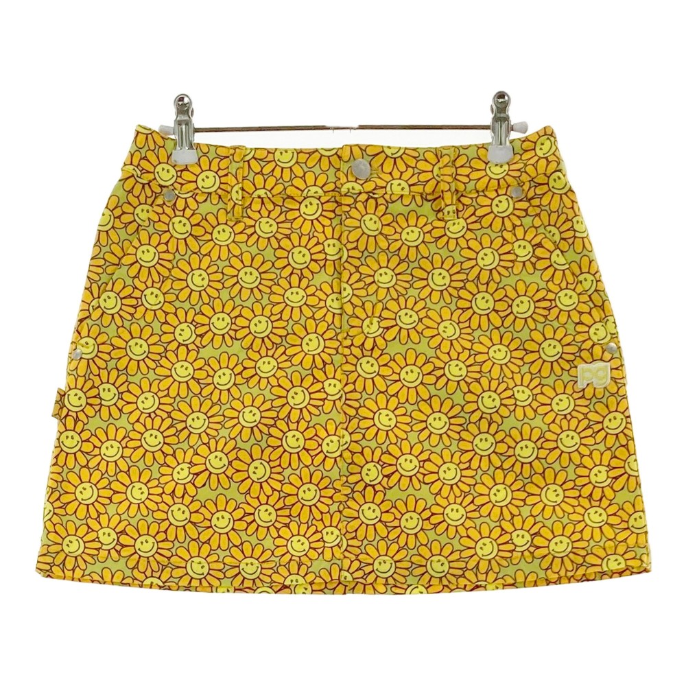 PEARLY GATES パーリーゲイツ ストレッチスカート スマイルフラワー 総柄 オレンジ系 0 【中古】ゴルフ..