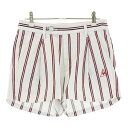 LECOQ GOLF ルコックゴルフ ショートパンツ ストライプ柄 ホワイト系 9 【中古】ゴルフウェア レディース