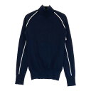 J.LINDEBERG ジェイリンドバーグ ハイネック ウール ニットセーター ネイビー系 XS 【中古】ゴルフウェア レディース