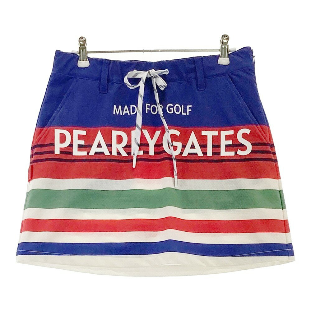 PEARLY GATES パーリーゲイツ スカート ボーダー柄 ネイビー系 1 【中古】ゴルフウェア レディース