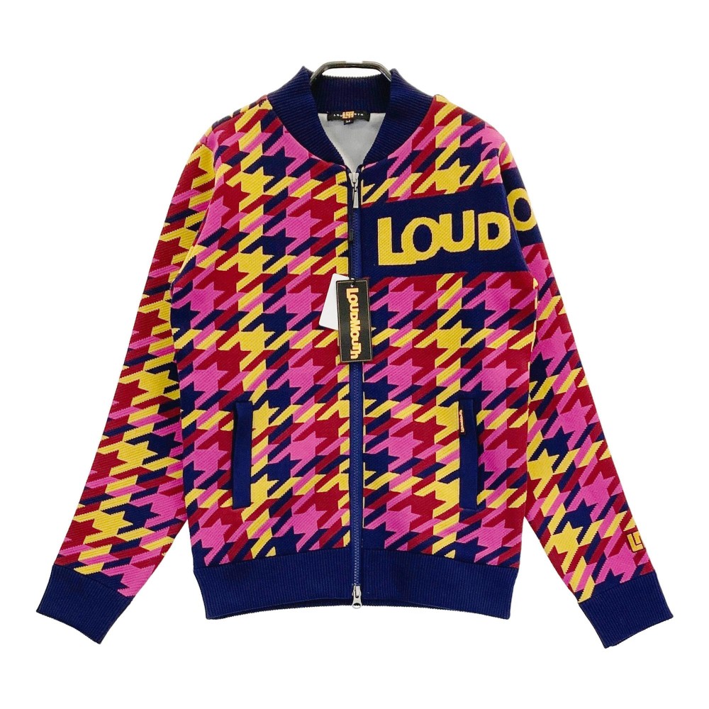 LOUD MOUTH ラウドマウス 772752 蓄熱 ニット ジップジャケット 千鳥格子柄 ピンク系 M 【中古】ゴルフウェア レディース その1