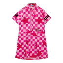 CUARTO UNITED クアルトユナイテッド 半袖ポロ ワンピース 総柄 ピンク系 M 【中古】ゴルフウェア レディース