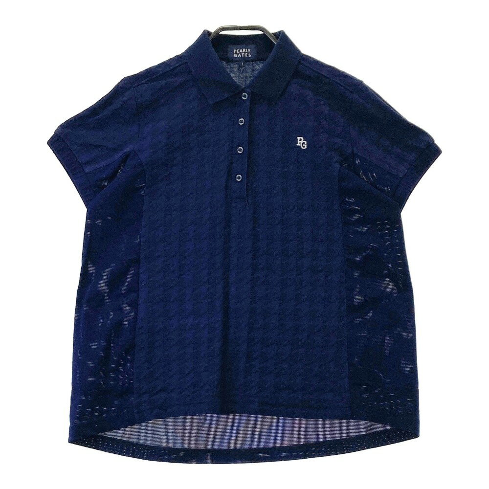 PEARLY GATES パーリーゲイツ 2023年 半袖ポロシャツ メッシュ切替 千鳥 ネイビー系 1 【中古】ゴルフ..