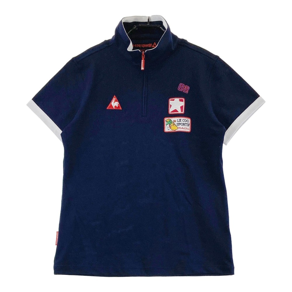 LECOQ GOLF ルコックゴルフ ハーフジップ 半袖Tシャツ ネイビー系 L 【中古】ゴルフウェア レディース