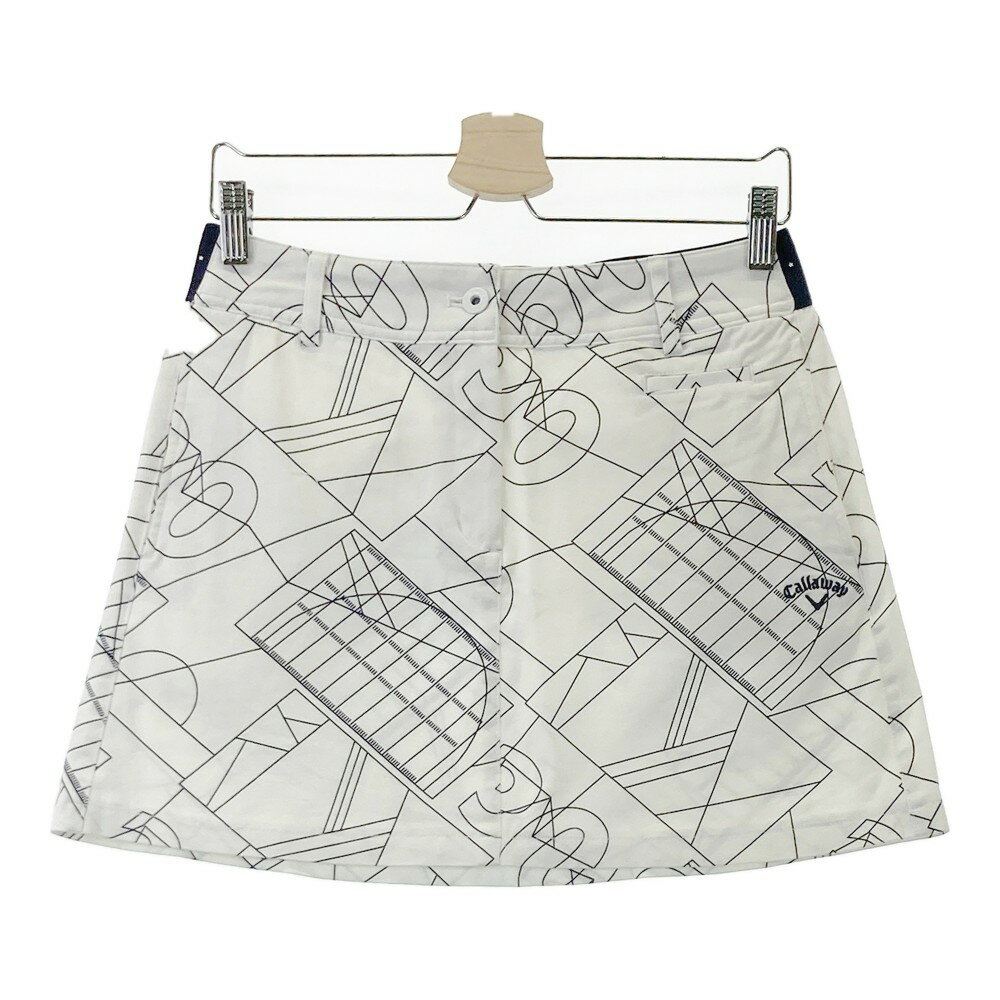 CALLAWAY キャロウェイ ストレッチスカート 総柄 ホワイト系 L 【中古】ゴルフウェア レディース