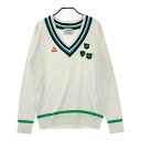 LECOQ GOLF ルコックゴルフ ウール混 Vネック ニットセーター ホワイト系 L 【中古】ゴルフウェア レディース
