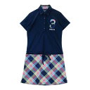 ADIDAS GOLF アディダスゴルフ 半袖ワンピース 総柄 ネイビー系 M 【中古】ゴルフウェア レディース