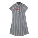 LECOQ GOLF ルコックゴルフ 半袖ワンピース ストライプ柄 ホワイト系 M 【中古】ゴルフウェア レディース