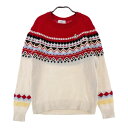 MUNSING WEAR マンシングウェア ニットセーター 総柄 レッド系 M 【中古】ゴルフウェア レディース