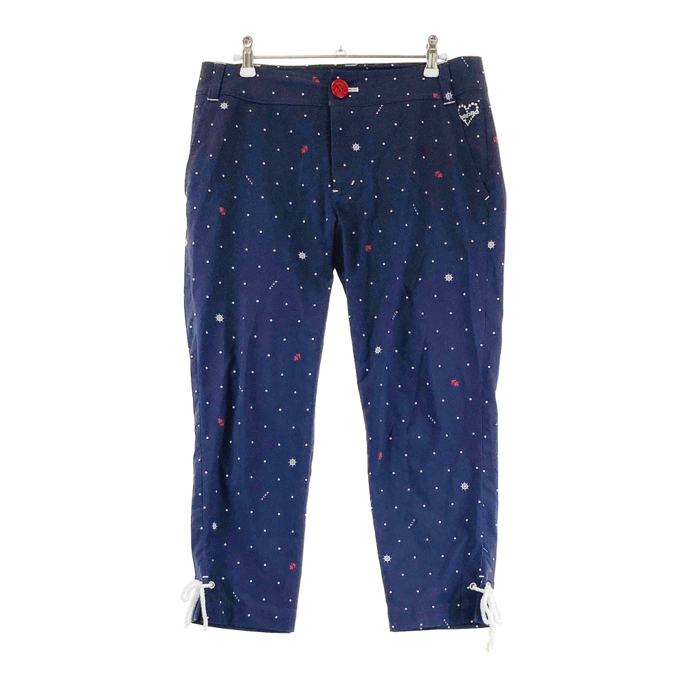 VIVA HEART ビバハート ロングパンツ ドット 総柄 ネイビー系 42 【中古】ゴルフウェア レディース