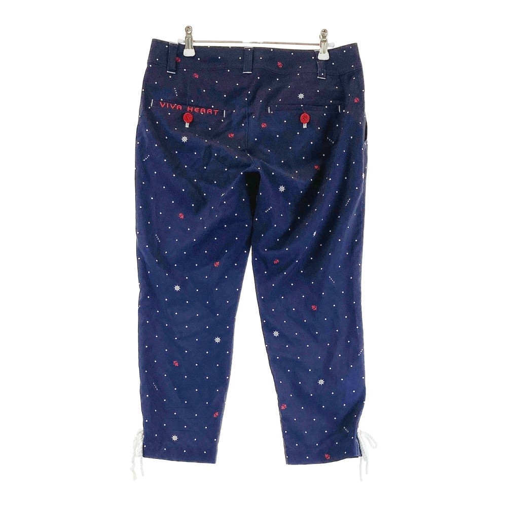 VIVA HEART ビバハート ロングパンツ ドット 総柄 ネイビー系 42 【中古】ゴルフウェア レディース