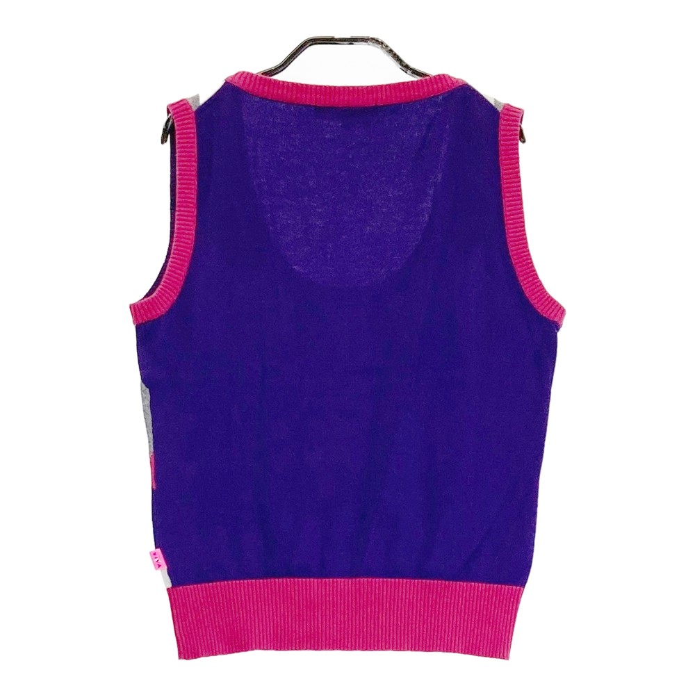 VIVA HEART ビバハート ニットベスト アーガイル柄 パープル系 40 【中古】ゴルフウェア レディース