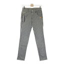 PEARLY GATES パーリーゲイツ 30周年 ストレッチパンツ ストライプ グレー系 0 【中古】ゴルフウェア レディース