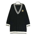 rienda suelta リエンダスエルタ Vネック 長袖 ウール混ニット ワンピース ブラック系 S 【中古】ゴルフウェア レディース