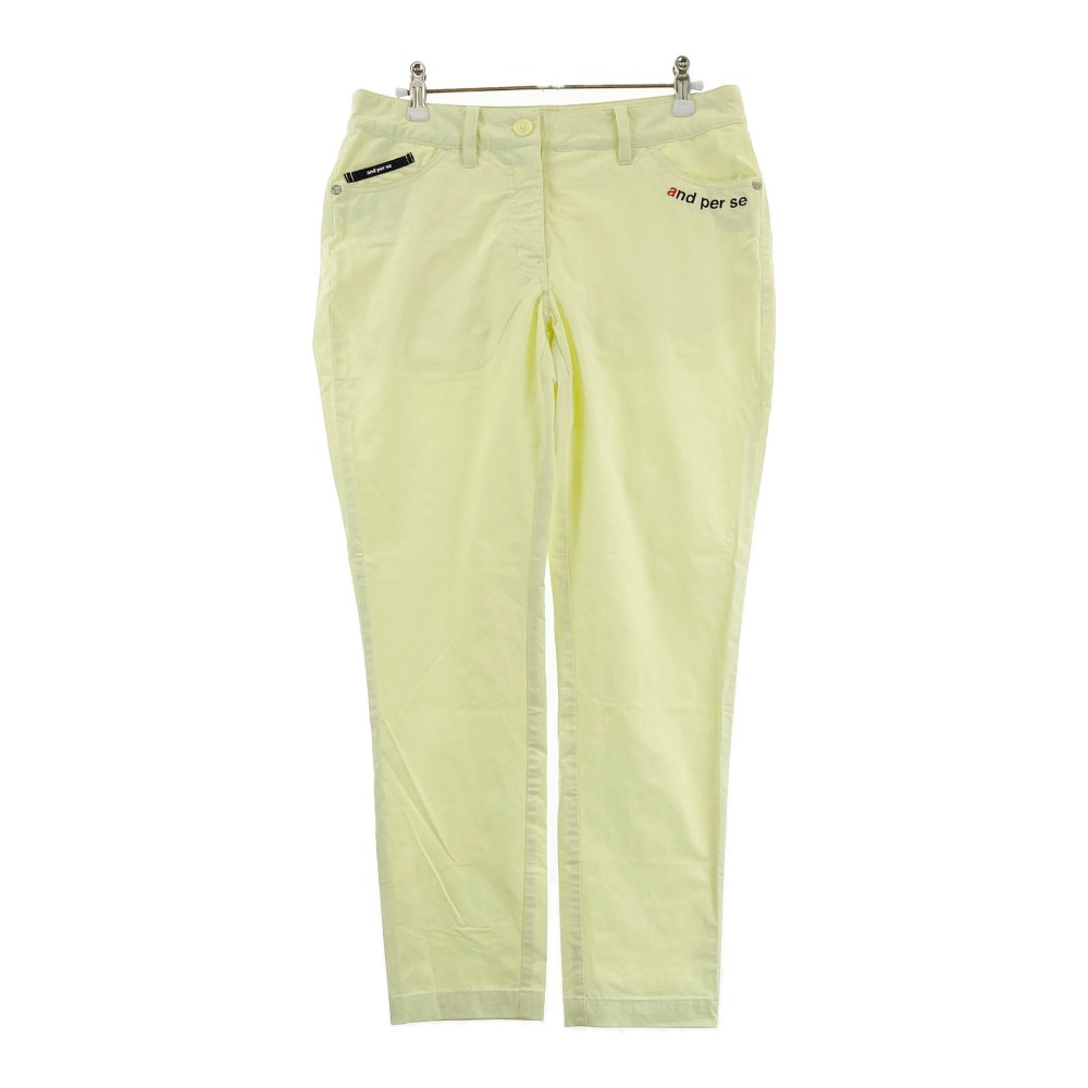 AND PER SE アンパスィ AFF5000E1 ストレッチパンツ イエロー系 L 【中古】ゴルフウェア レディース