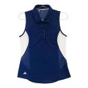 ADIDAS GOLF アディダスゴルフ ノースリーブポロシャツ ネイビー系 M 【中古】ゴルフウェア レディース