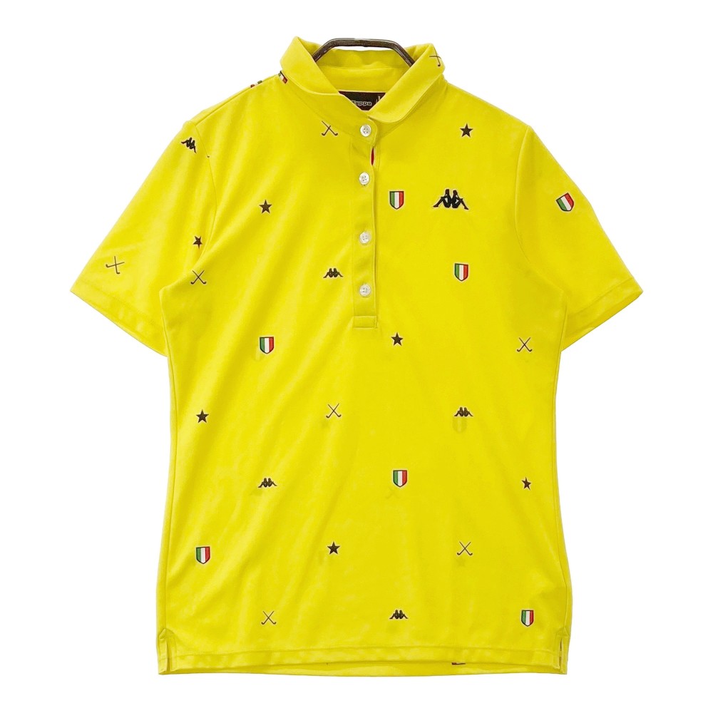 KAPPA GOLF カッパゴルフ 半袖 ポロシャツ 総柄 イエロー系 L 【中古】ゴルフウェア レディース