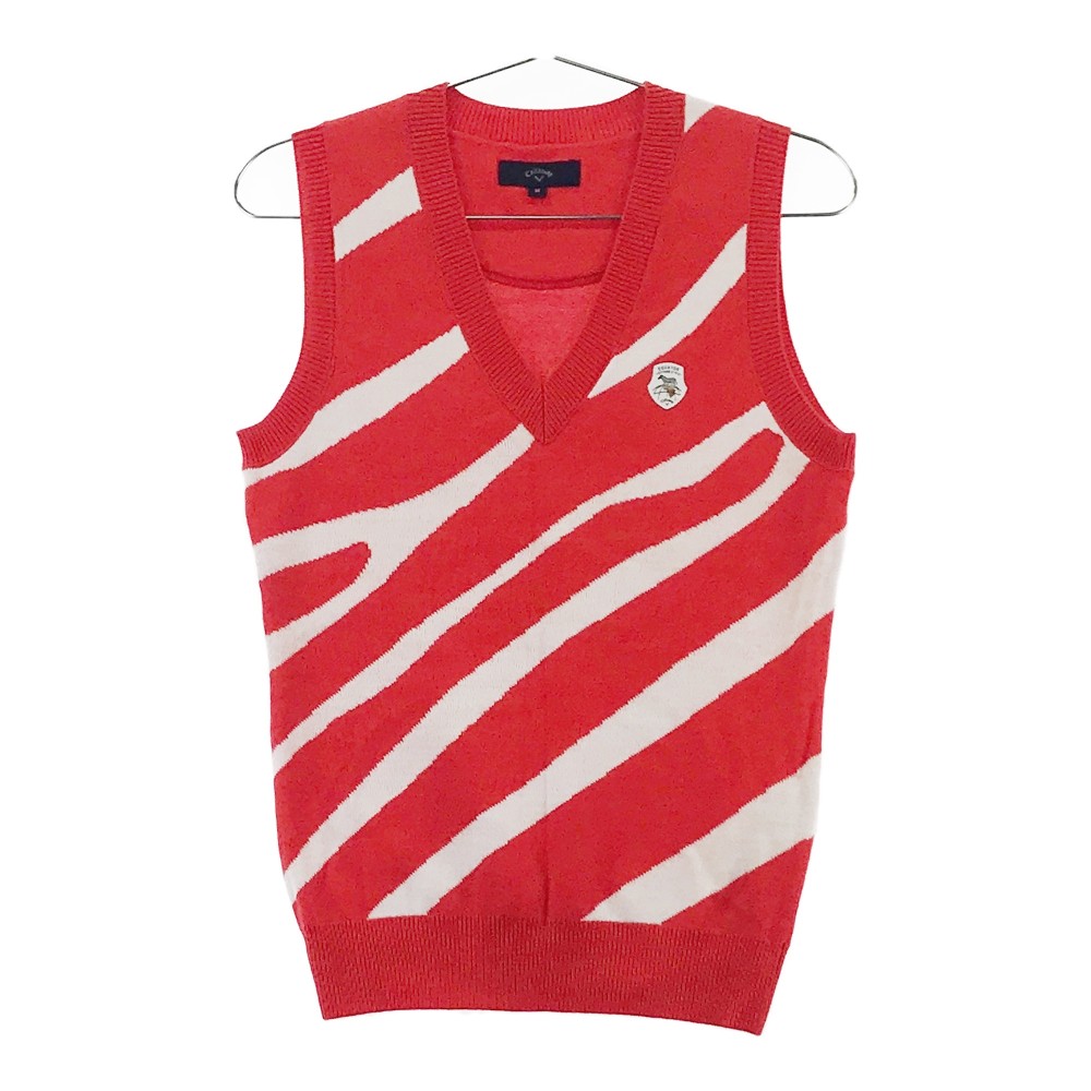CALLAWAY キャロウェイ ニット ベスト ゼブラ 総柄 レッド系 M 【中古】ゴルフウェア レディース