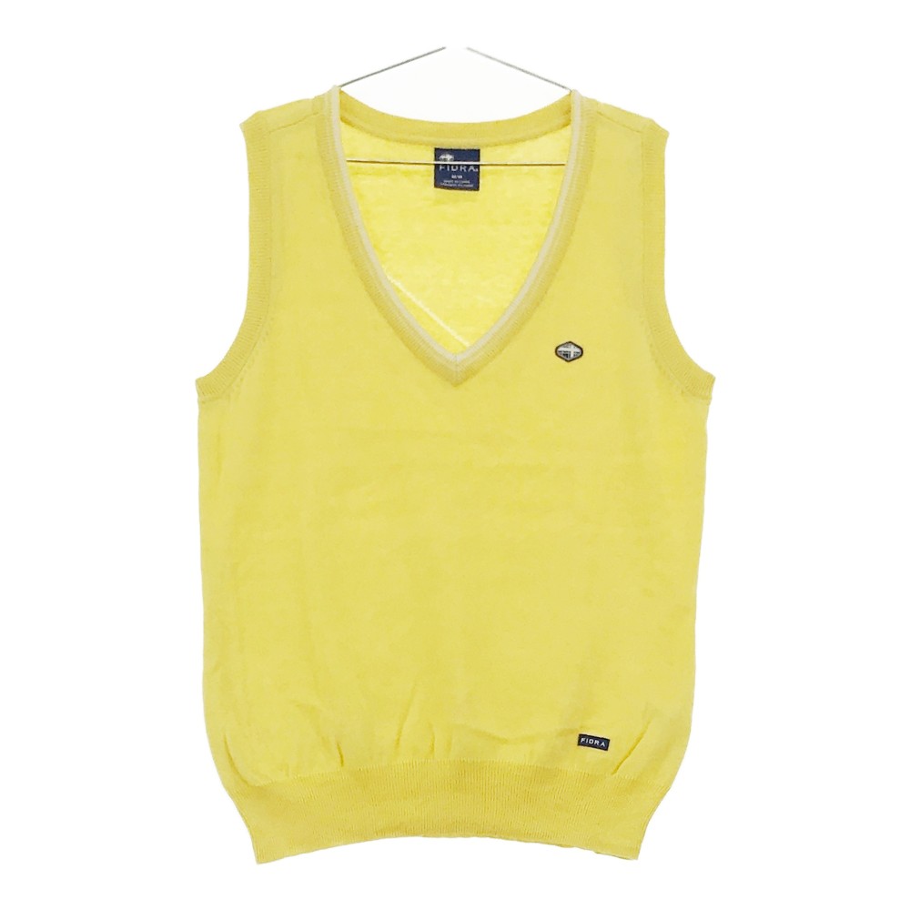 FIDRA フィドラ Vネックニットベスト イエロー系 M 【中古】ゴルフウェア レディース