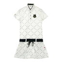 FILA GOLF フィラゴルフ 半袖ポロ ワンピース 総柄 ホワイト系 M 【中古】ゴルフウェア レディース