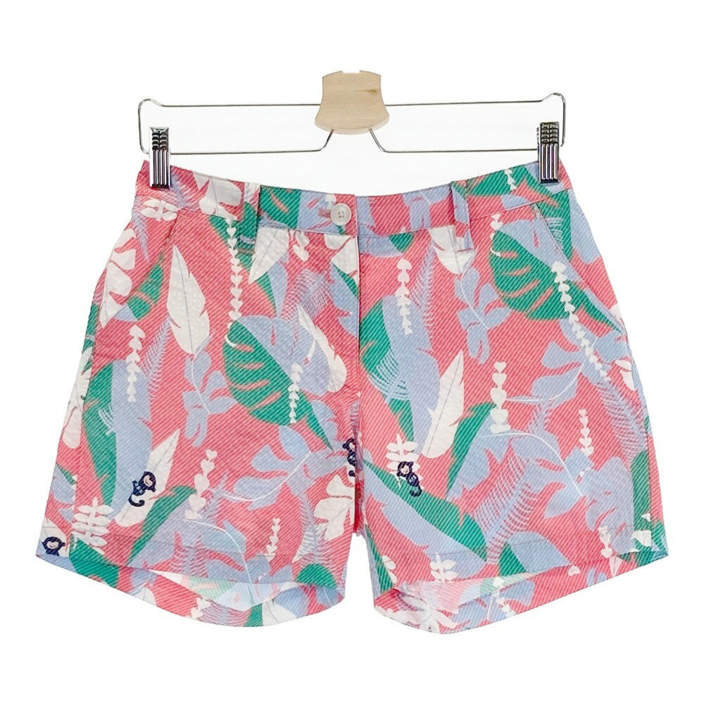 AND PER SE アンパスィ AFS5611F5 ショートパンツ 総柄 レッド系 M 【中古】ゴルフウェア レディース