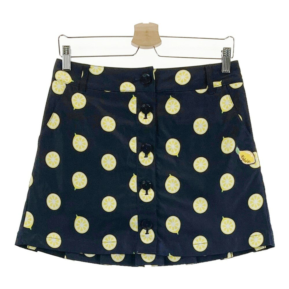 kolwin コルウィン インナー付スカート レモン柄 ネイビー系 11 【中古】ゴルフウェア レディース