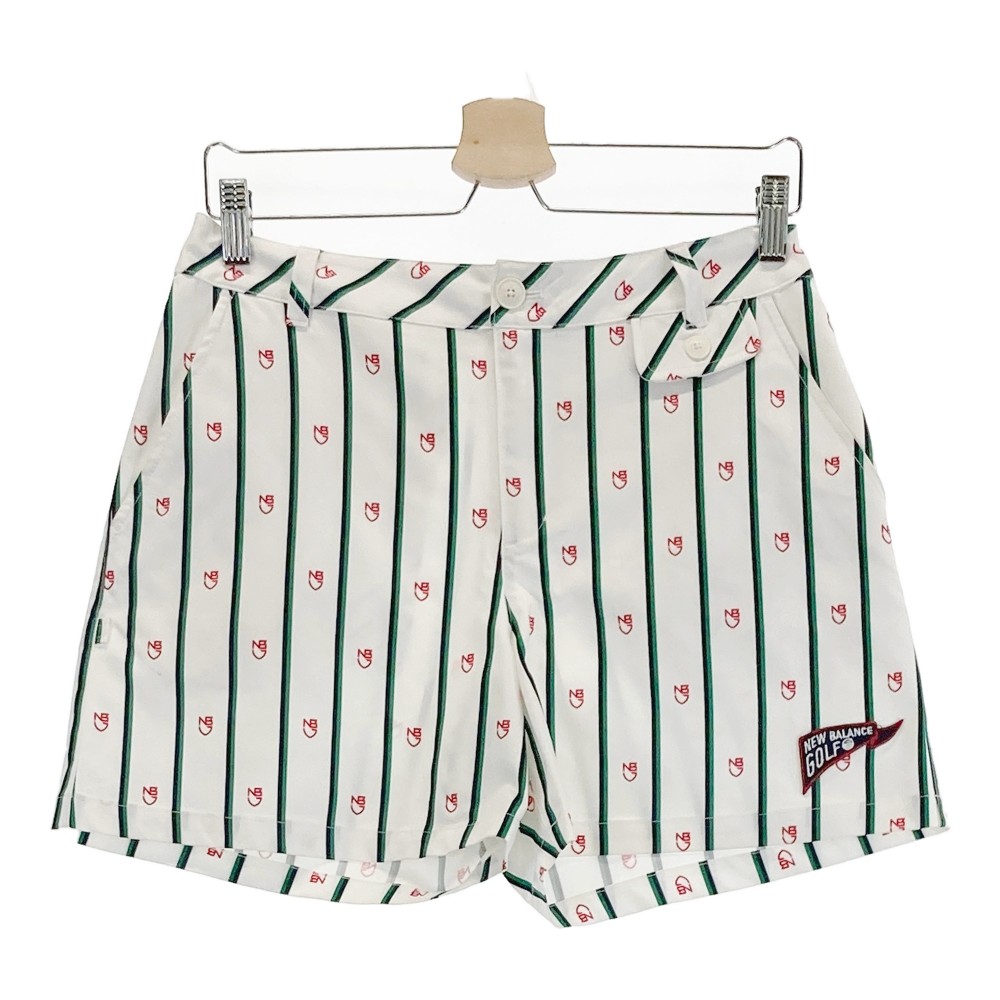 NEW BALANCE ニューバランス ショートパンツ ストライプ柄 ホワイト系 2 【中古】ゴルフウェア レディース