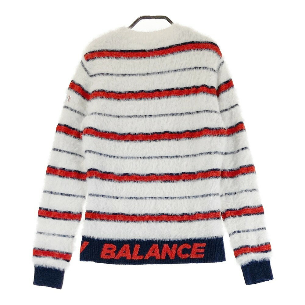 NEW BALANCE ニューバランス 裏地付 ニットセーター ボーダー柄 ホワイト系 0 【中古】ゴルフウェア レディース