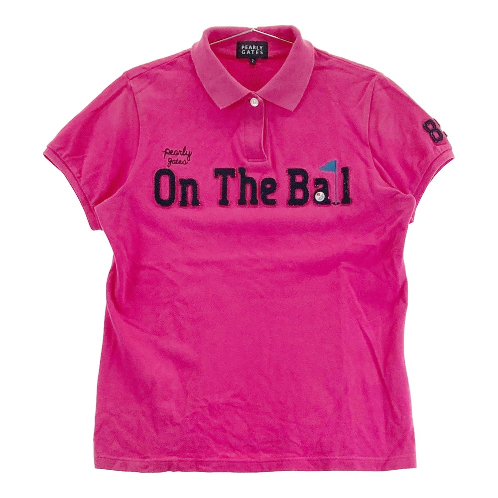 PEARLY GATES パーリーゲイツ ニコちゃん 半袖ポロシャツ ピンク系 2 【中古】ゴルフウェア レディース