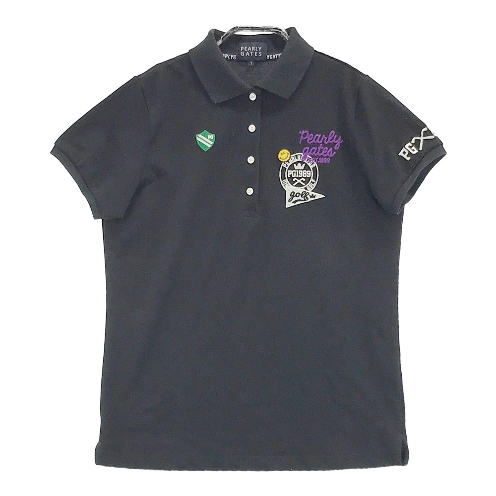 PEARLY GATES パーリーゲイツ 半袖ポロシャツ ブラック系 1 【中古】ゴルフウェア レディース