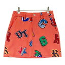 CUARTO UNITED クアルトユナイテッド ストレッチスカート 総柄 オレンジ系 M 【中古】ゴルフウェア レディース(4)