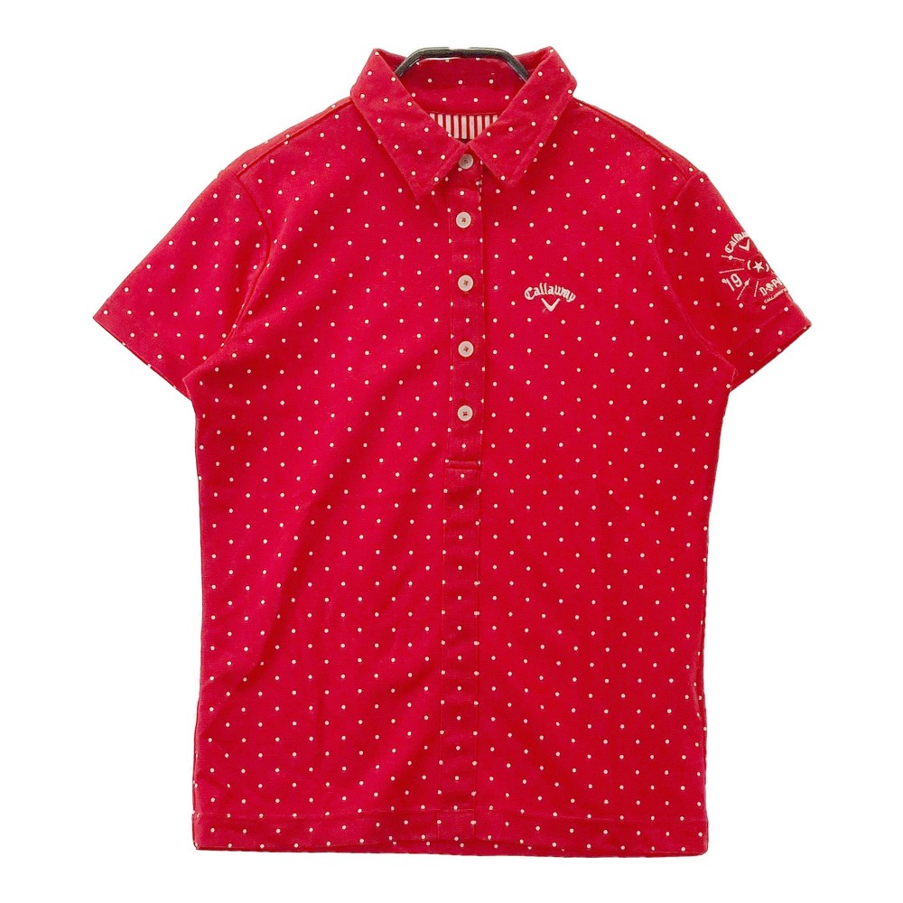CALLAWAY キャロウェイ 半袖ポロシャツ ドット柄 レッド系 M 【中古】ゴルフウェア レディース