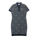 FILA GOLF フィラゴルフ 半袖ニットワンピース 総柄 ブラック系 S 【中古】ゴルフウェア レディース