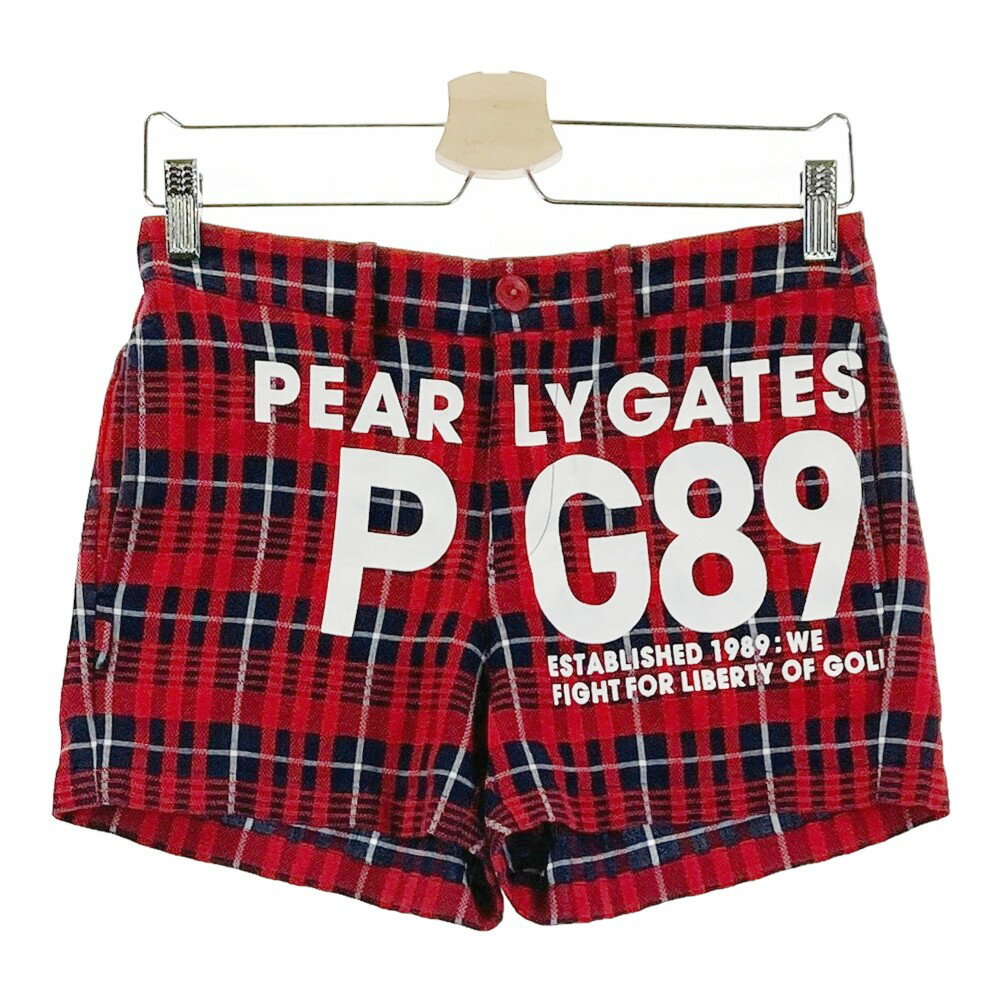 PEARLY GATES パーリーゲイツ ストレッチ ショートパンツ チェック柄 レッド系 0 【中古】ゴルフウェア レディース
