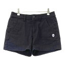 PEARLY GATES パーリーゲイツ ストレッチショートパンツ ボーダー柄 ネイビー系 1 【中古】ゴルフウェア レディース