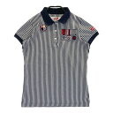 MASTER BUNNY EDITION マスターバニーエディション 半袖ポロシャツ ストライプ柄 ネイビー系 0 【中古】ゴルフウェア レディース その1