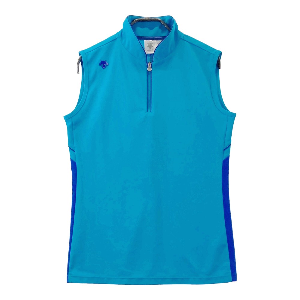 DESCENTE GOLF デサントゴルフ ハーフジップ ノースリーブ ポロシャツ ブルー系 O 【中古】ゴルフウェ..