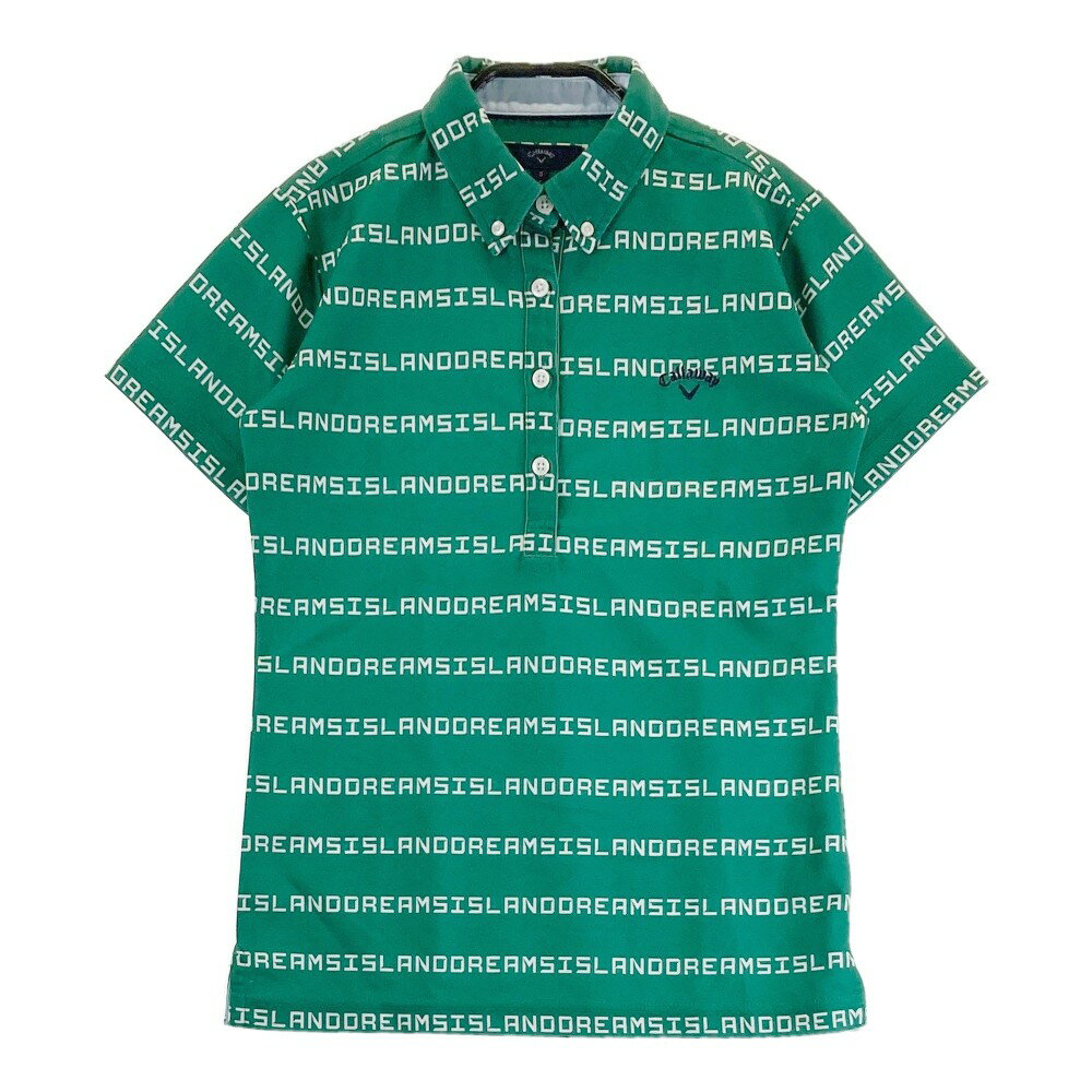 CALLAWAY キャロウェイ 半袖ポロシャツ ボタンダウン 総柄 グリーン系 S 【中古】ゴルフウェア レディ..