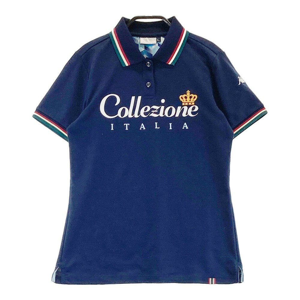 KAPPA GOLF カッパゴルフ 半袖ポロシャツ ネイビー系 L 【中古】ゴルフウェア レディース