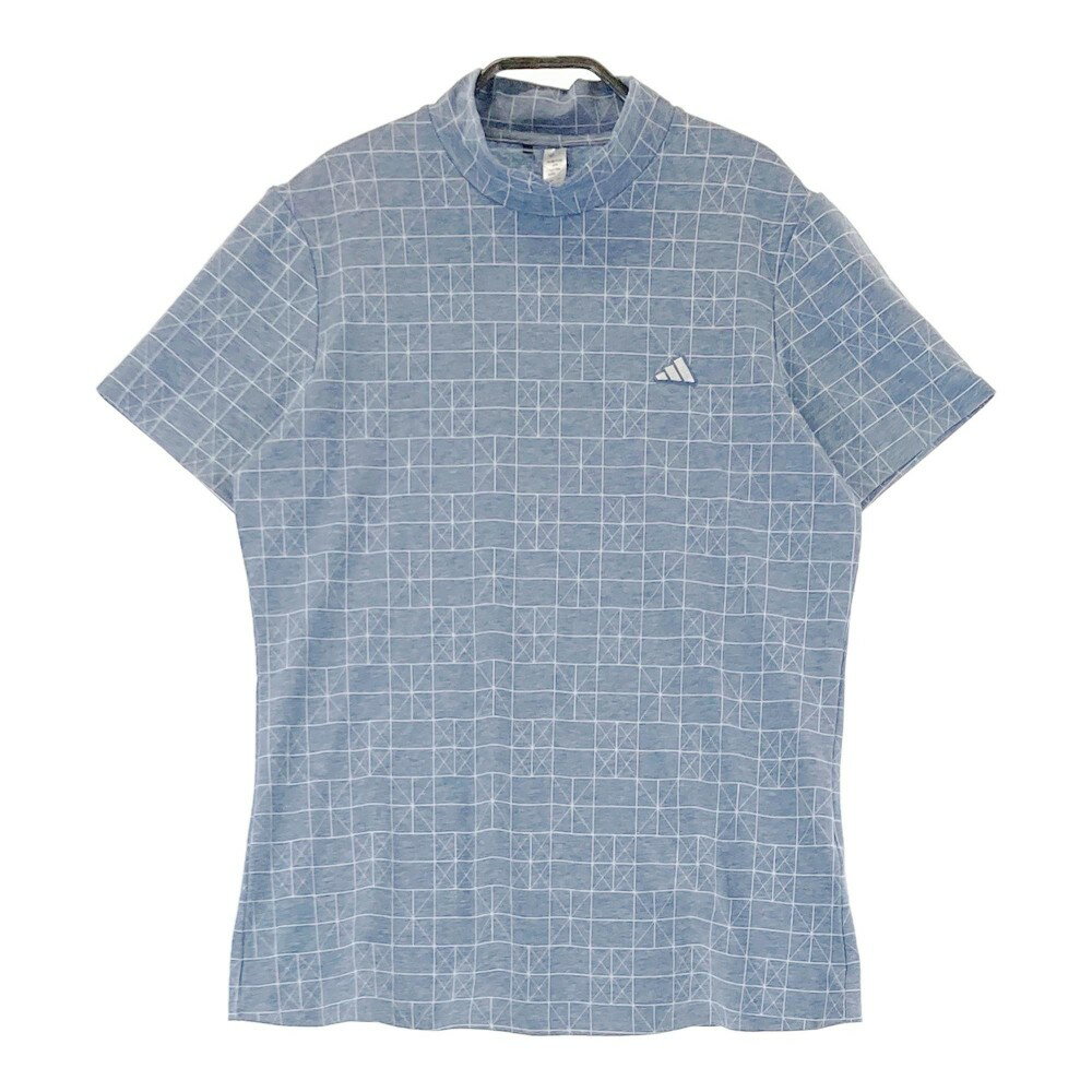 ADIDAS GOLF アディダスゴルフ IM8091 モックネック 半袖 Tシャツ 総柄 ブルー系 L 【中古】ゴルフウェア レディース