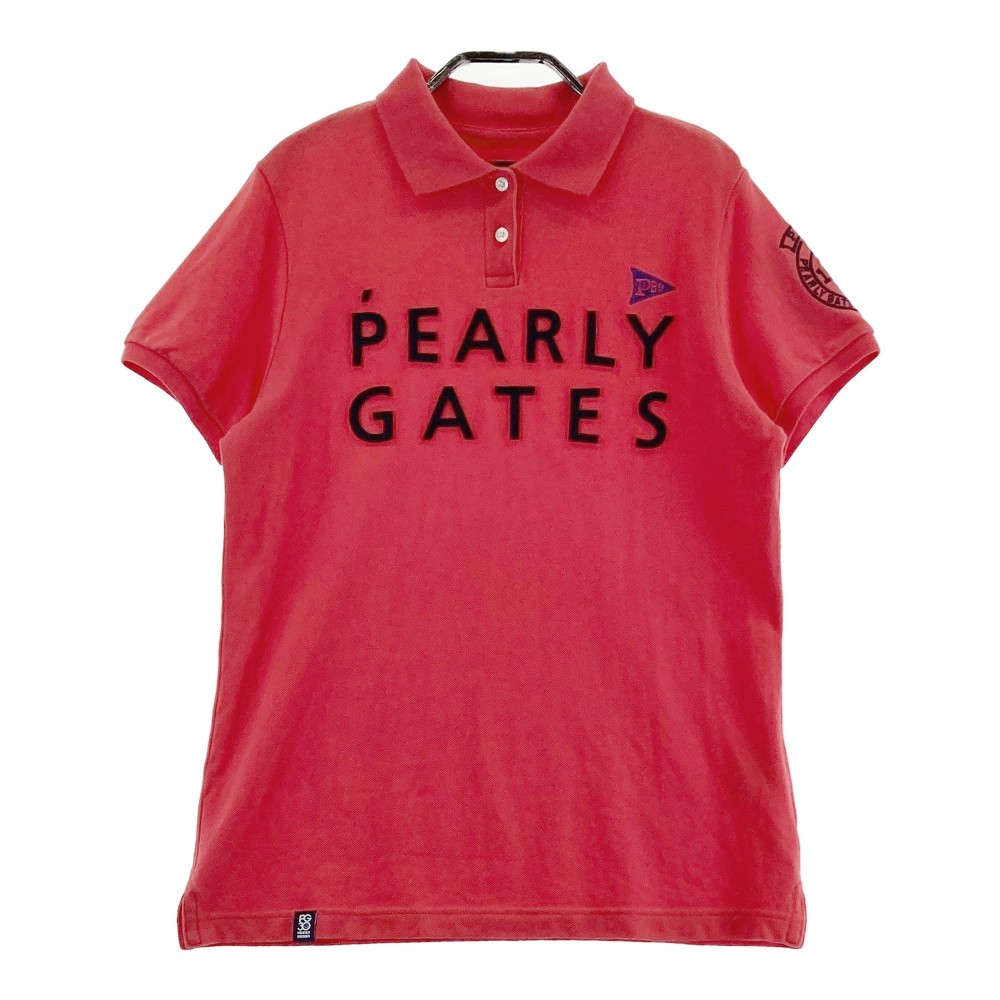 PEARLY GATES パーリーゲイツ 30周年 半袖ポロシャツ ロゴワッペン ピンク系 1 【中古】ゴルフウェア レディース