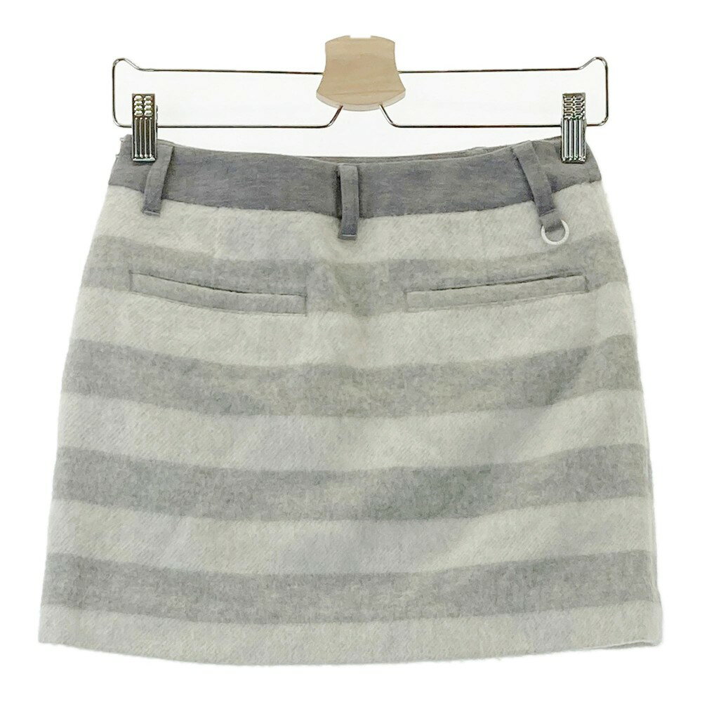 23区GOLF ニジュウサンクゴルフ 裏地付 ウール混スカート ボーダー柄 グレー系 58 【中古】ゴルフウェア レディース