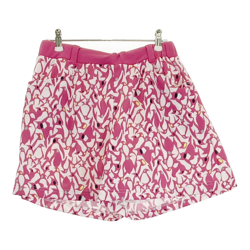 MUNSING WEAR マンシングウェア 裏地付ショートパンツ 総柄 ピンク系 M 【中古】ゴルフウェア レディース