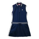 FILA GOLF フィラゴルフ ノースリーブ ポロワンピース 総柄 ネイビー系 M 【中古】ゴルフウェア レディース