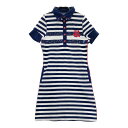 RUSSELUNO ラッセルノ ワンピース パイル ボーダー ネイビー系 S 【中古】ゴルフウェア レディース